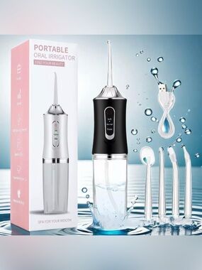 Portable Black Oral Irrigator Water Flosser - Rechargeable